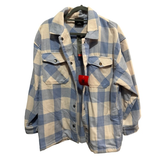 HFX - NWT - Blue / cream Plaid Flannel Shacket; Size M - Picture 1 of 5